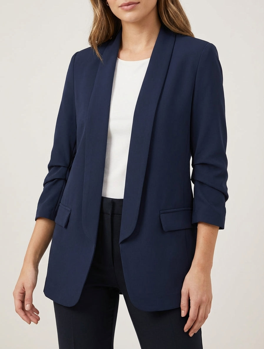 Blazer Azul Marino de Manga Francesa — Estiliza y Va con Todo