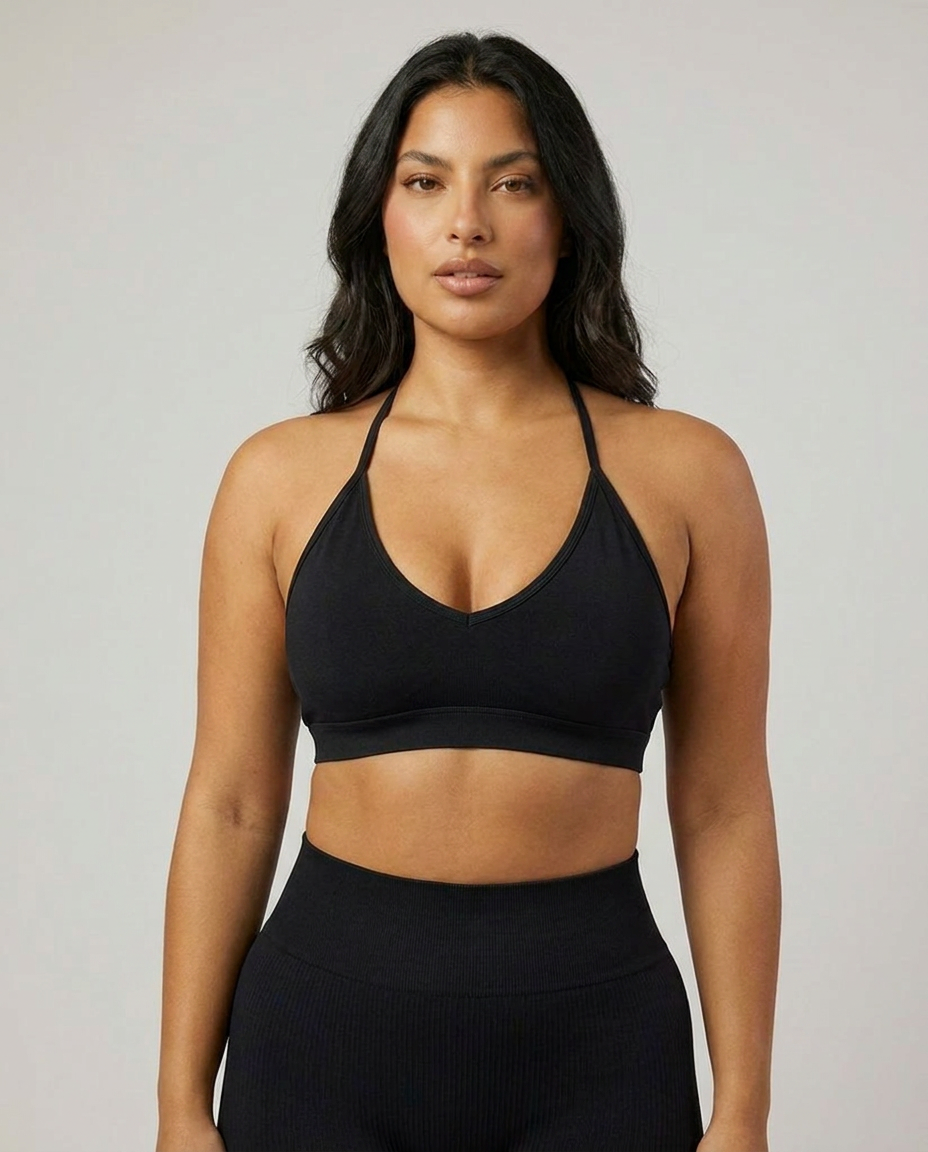 Top Bra Seamless Open Back — Negro