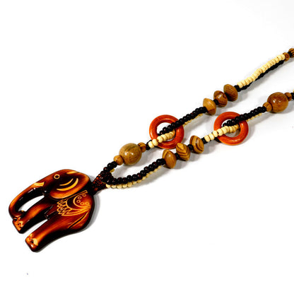 Bohemian Retro Ethnic Style Hand-woven Wooden Pendant Necklace