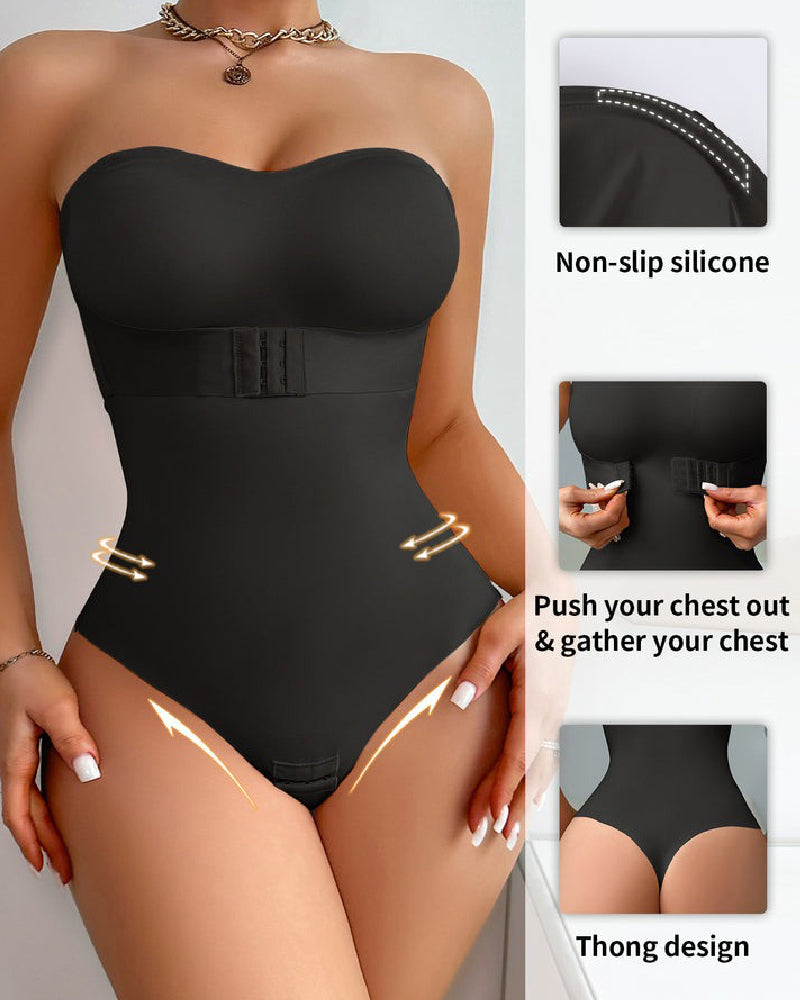 Body Faja Sin Tirantes Sin Costuras con Corte Tanga