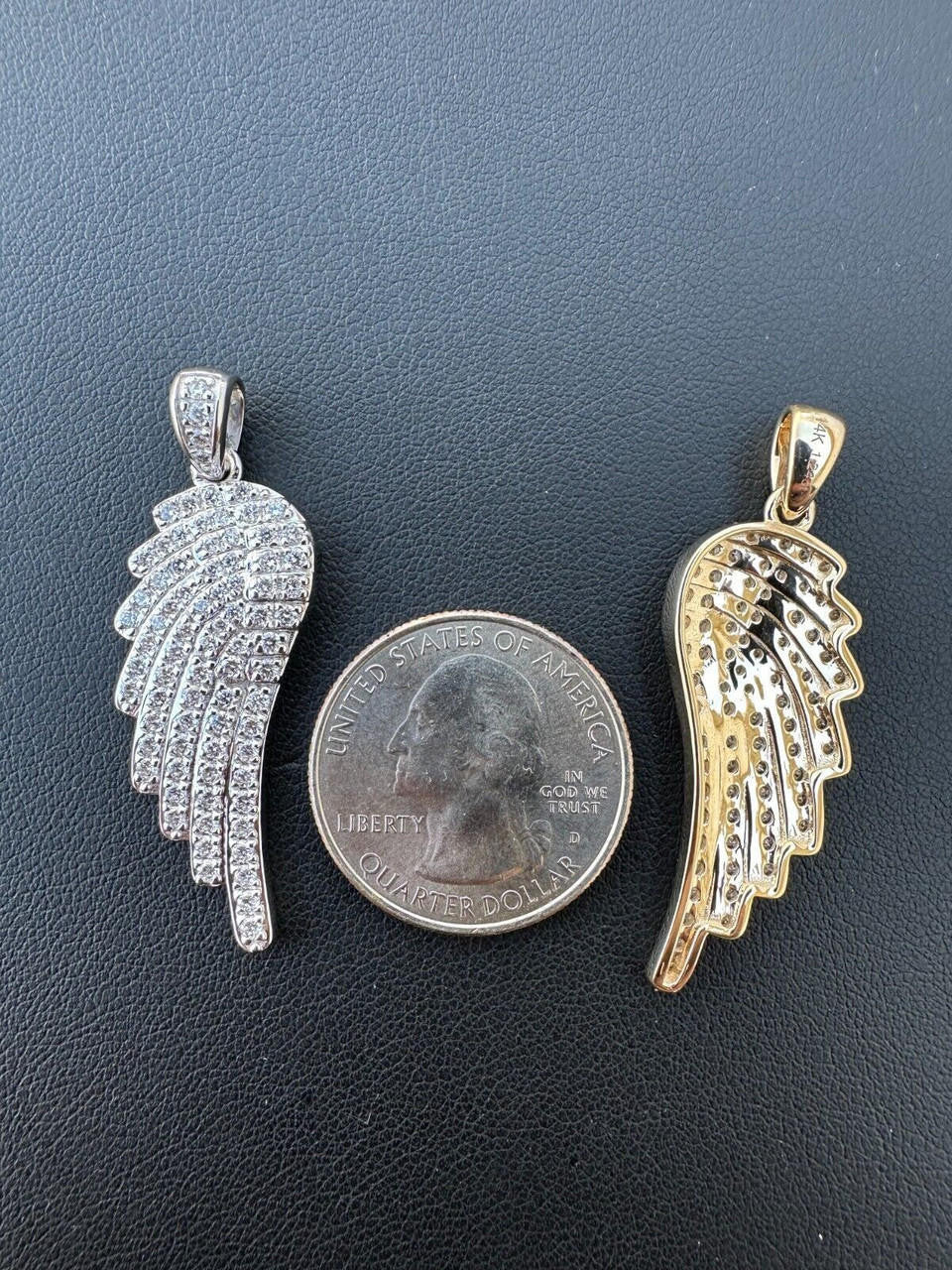 1.24ct Real DIAMOND Angel Wing Iced Out Pendant - 14k Yellow Or White Gold - Small 1.5"