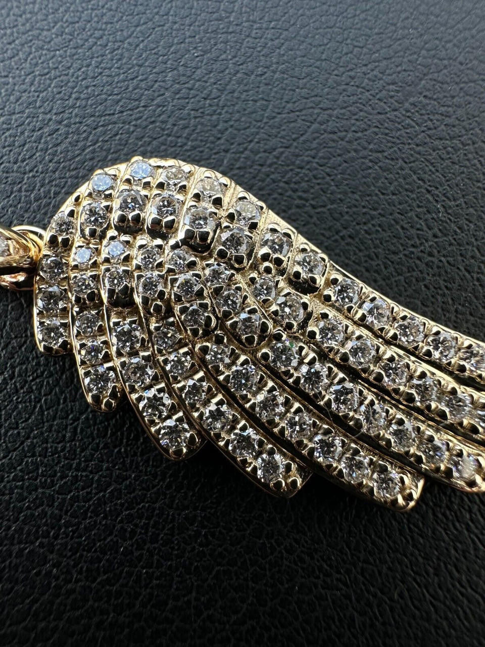 1.24ct Real DIAMOND Angel Wing Iced Out Pendant - 14k Yellow Or White Gold - Small 1.5"