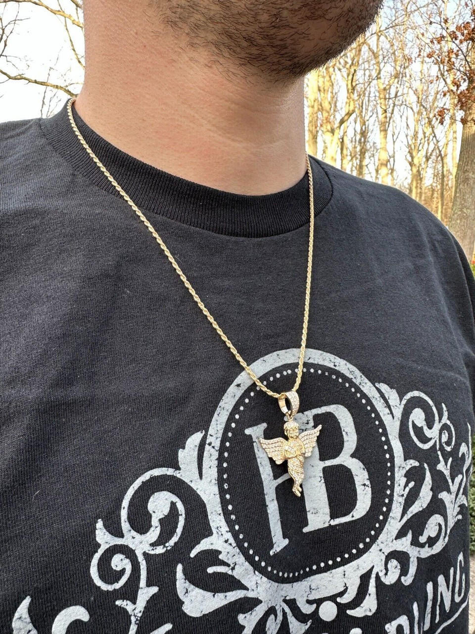1.3ct Real DIAMOND Praying Baby Guardian Angel Hip Hop Pendant - 14k Yellow Or White Gold - Medium 2"
