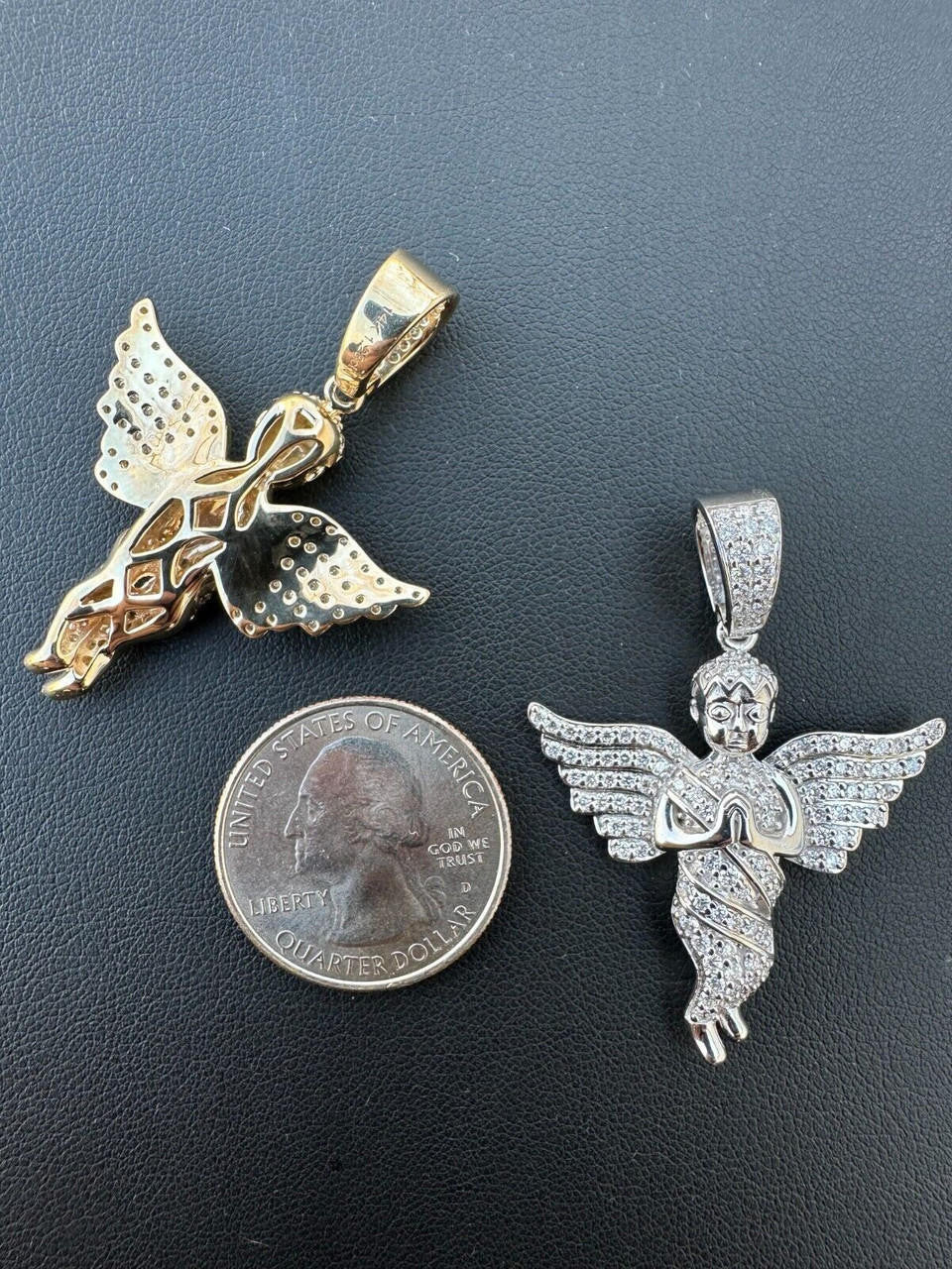 1.3ct Real DIAMOND Praying Baby Guardian Angel Hip Hop Pendant - 14k Yellow Or White Gold - Medium 2"