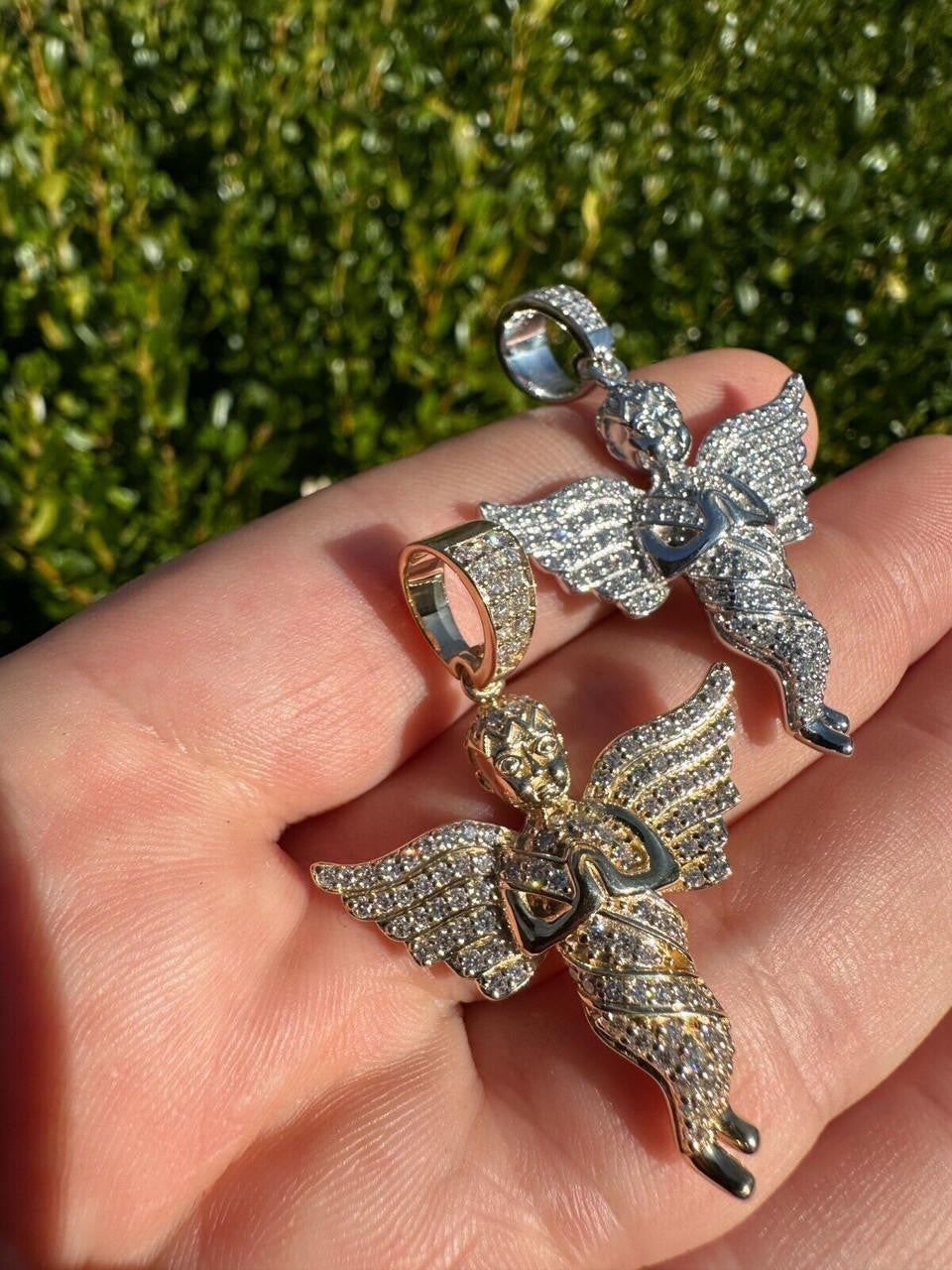 1.3ct Real DIAMOND Praying Baby Guardian Angel Hip Hop Pendant - 14k Yellow Or White Gold - Medium 2"
