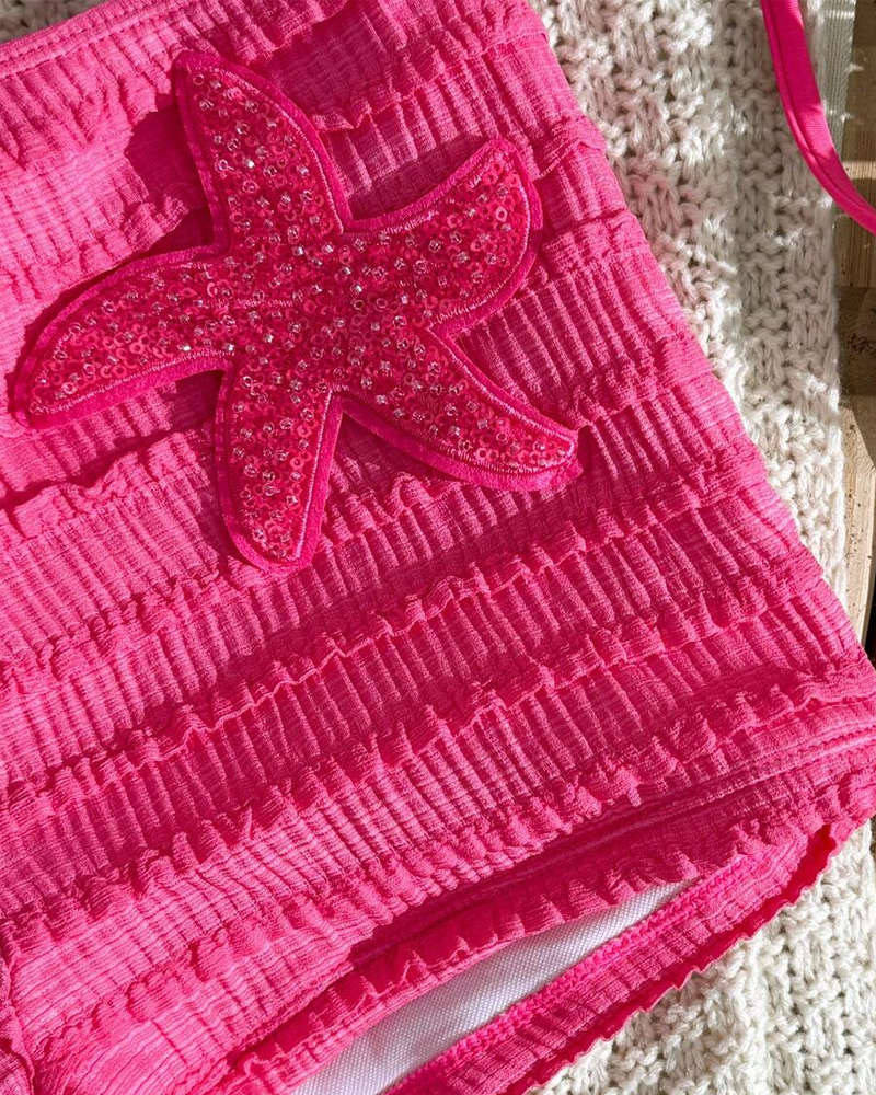 Bikini Dos Piezas Solana – Estrella de Mar de Lentejuelas y Cuello Halter