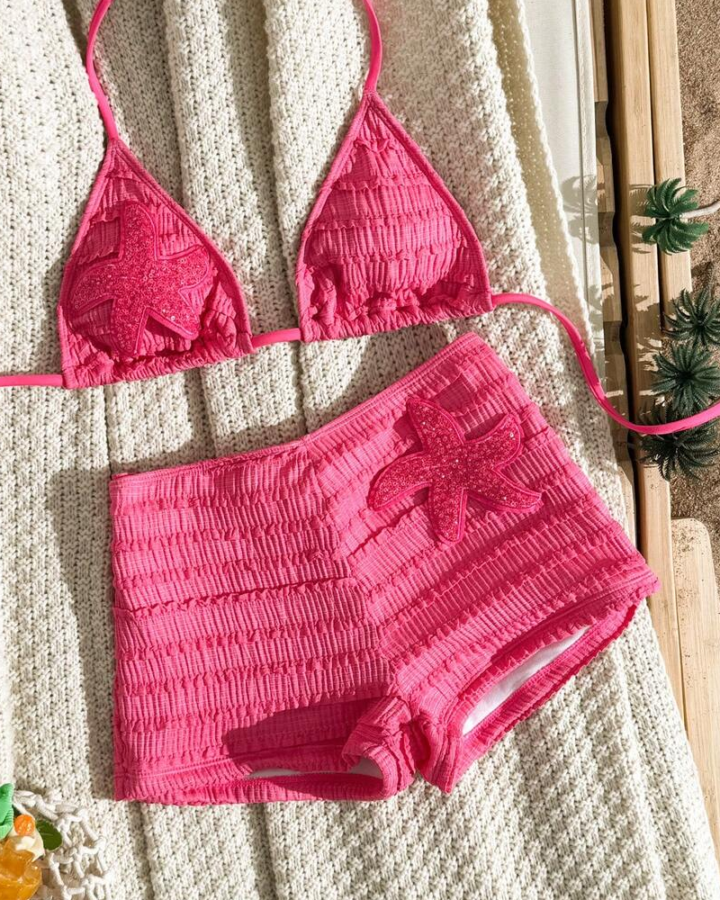 Bikini Dos Piezas Solana – Estrella de Mar de Lentejuelas y Cuello Halter