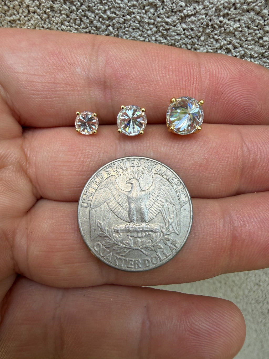 MOISSANITE Upside Down Reverse Set Stud Earrings - 14k Gold Vermeil 925 Silver - 5mm-8mm - 1-4ct