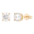 MOISSANITE Upside Down Reverse Set Stud Earrings - 14k Gold Vermeil 925 Silver - 5mm-8mm - 1-4ct