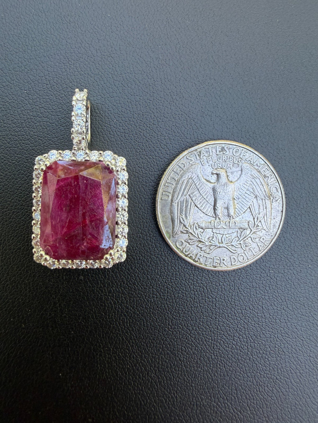 MOISSANITE Royalty Red Ruby Pendant - 925 Silver - Genuine Red Ruby Stone