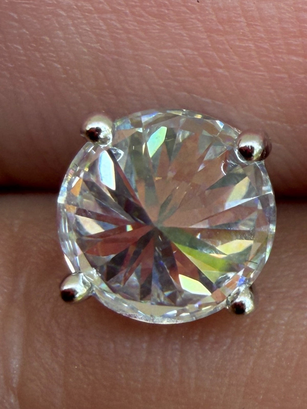 MOISSANITE Upside Down Reverse Set Pushback Stud Earrings - 925 Silver - 5mm-8mm - 1-4ct