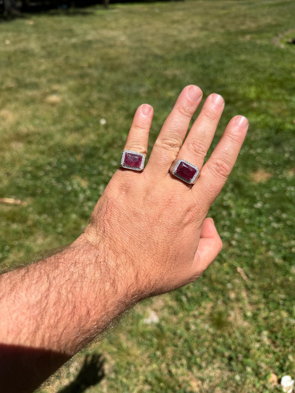 MOISSANITE Fortress Ring - 925 Silver - Genuine Red Ruby Stone