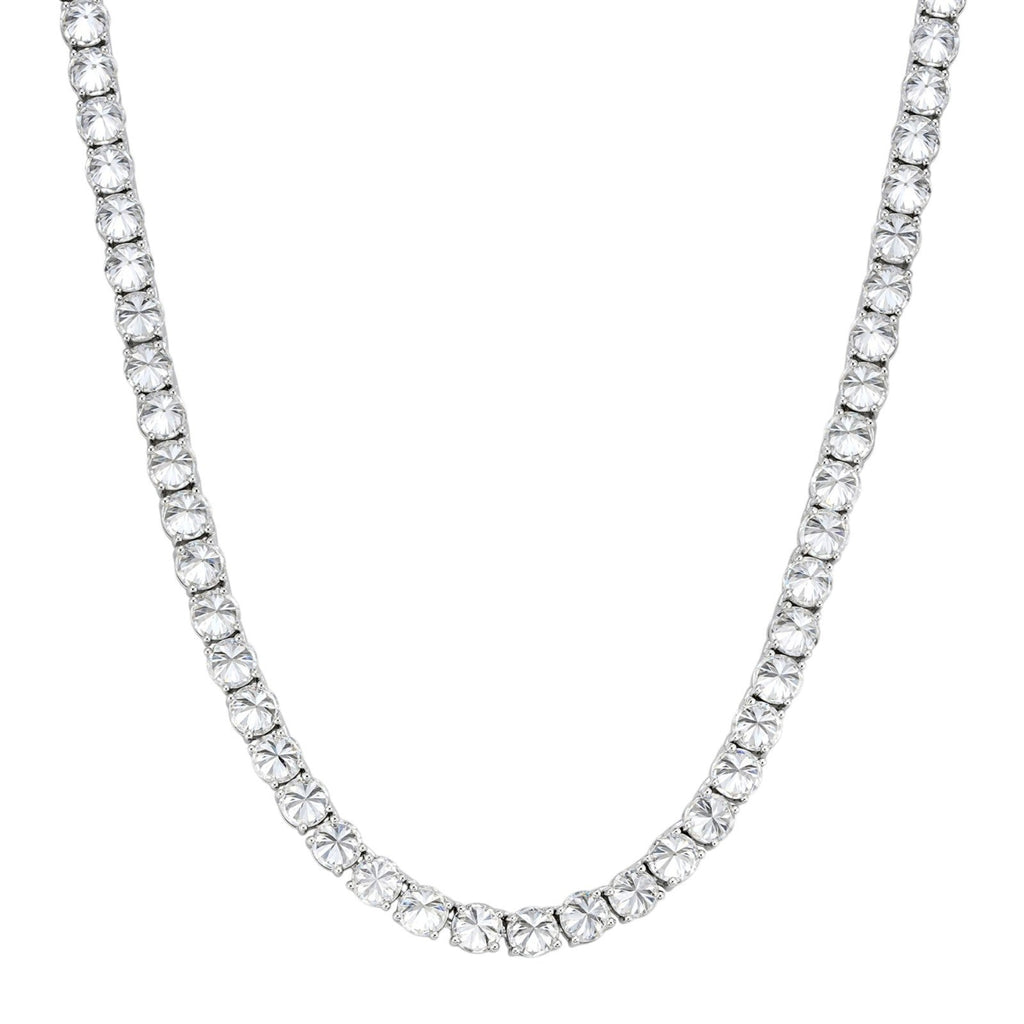 MOISSANITE Upside Down Reverse Set Tennis Chain Necklace Iced Out - 925 Silver - 5mm - 16"-30"
