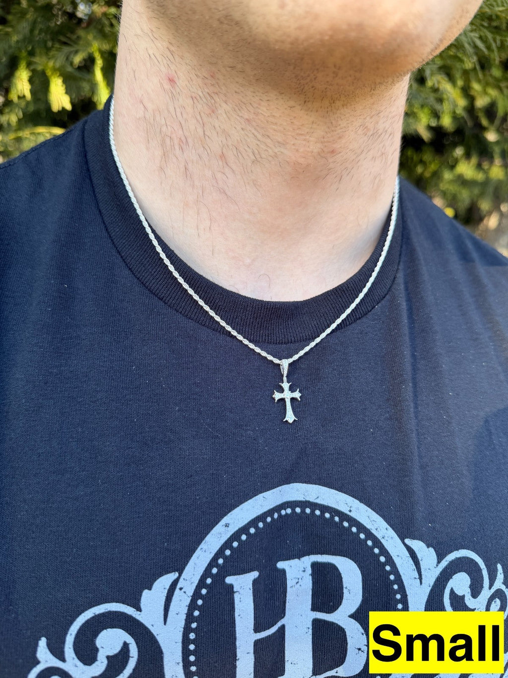 MOISSANITE Hearts Chrome Cross Pendant - 925 Silver - 3 Sizes 1"-2.75"
