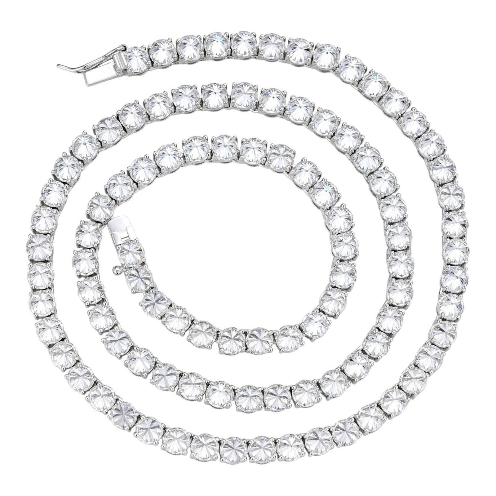 MOISSANITE Upside Down Reverse Set Tennis Chain Necklace Iced Out - 925 Silver - 5mm - 16"-30"