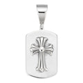 Hearts Chrome Dog Tag Cross Pendant - 925 Silver - 3 Sizes 1"-2.75"