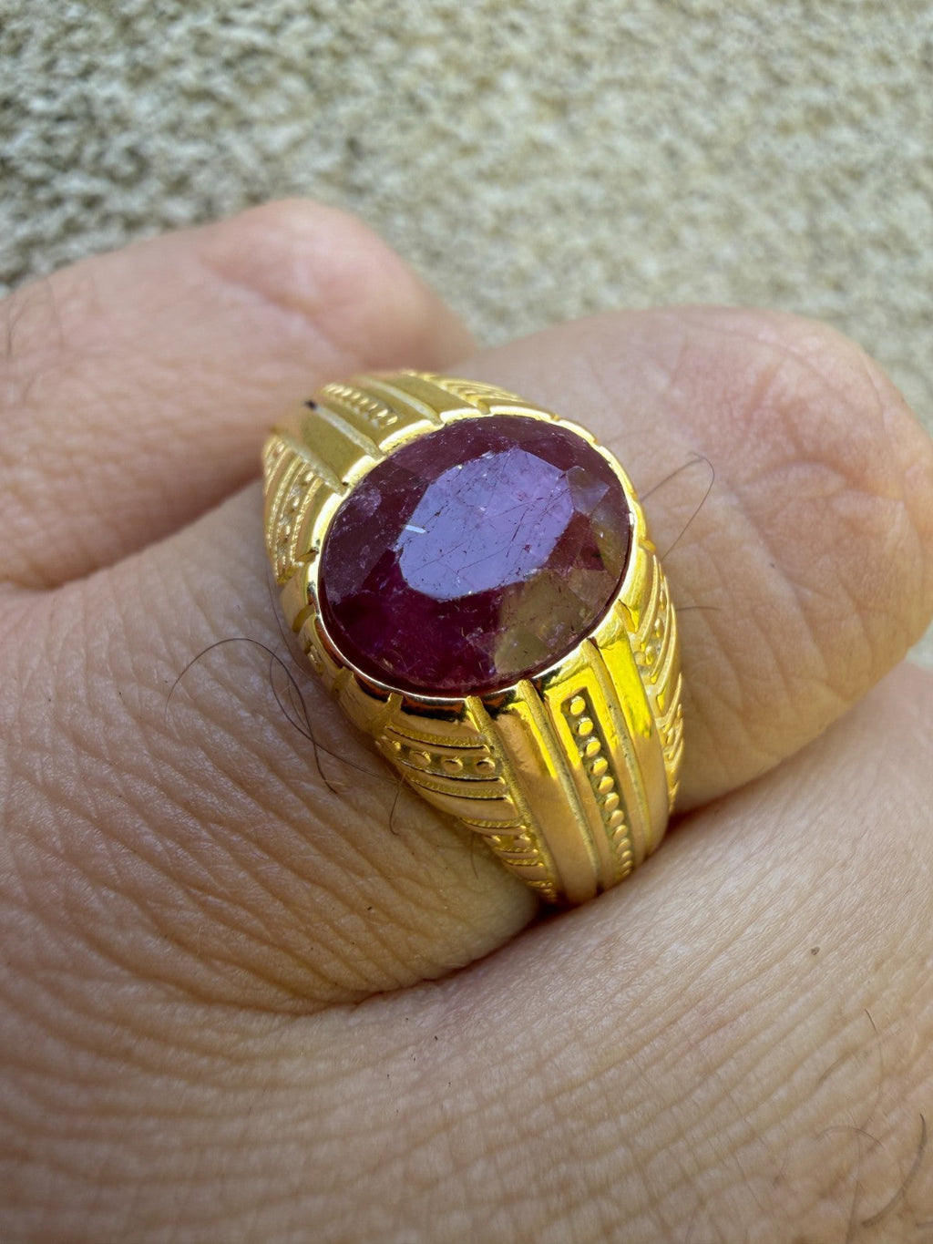 Royal Dynasty Ring - 14k Gold Vermeil 925 Silver - Genuine Red Ruby Stone