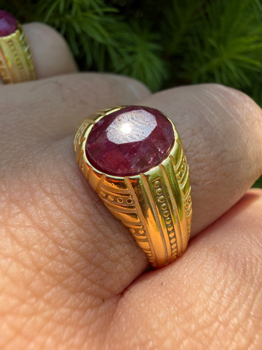 Royal Dynasty Ring - 14k Gold Vermeil 925 Silver - Genuine Red Ruby Stone