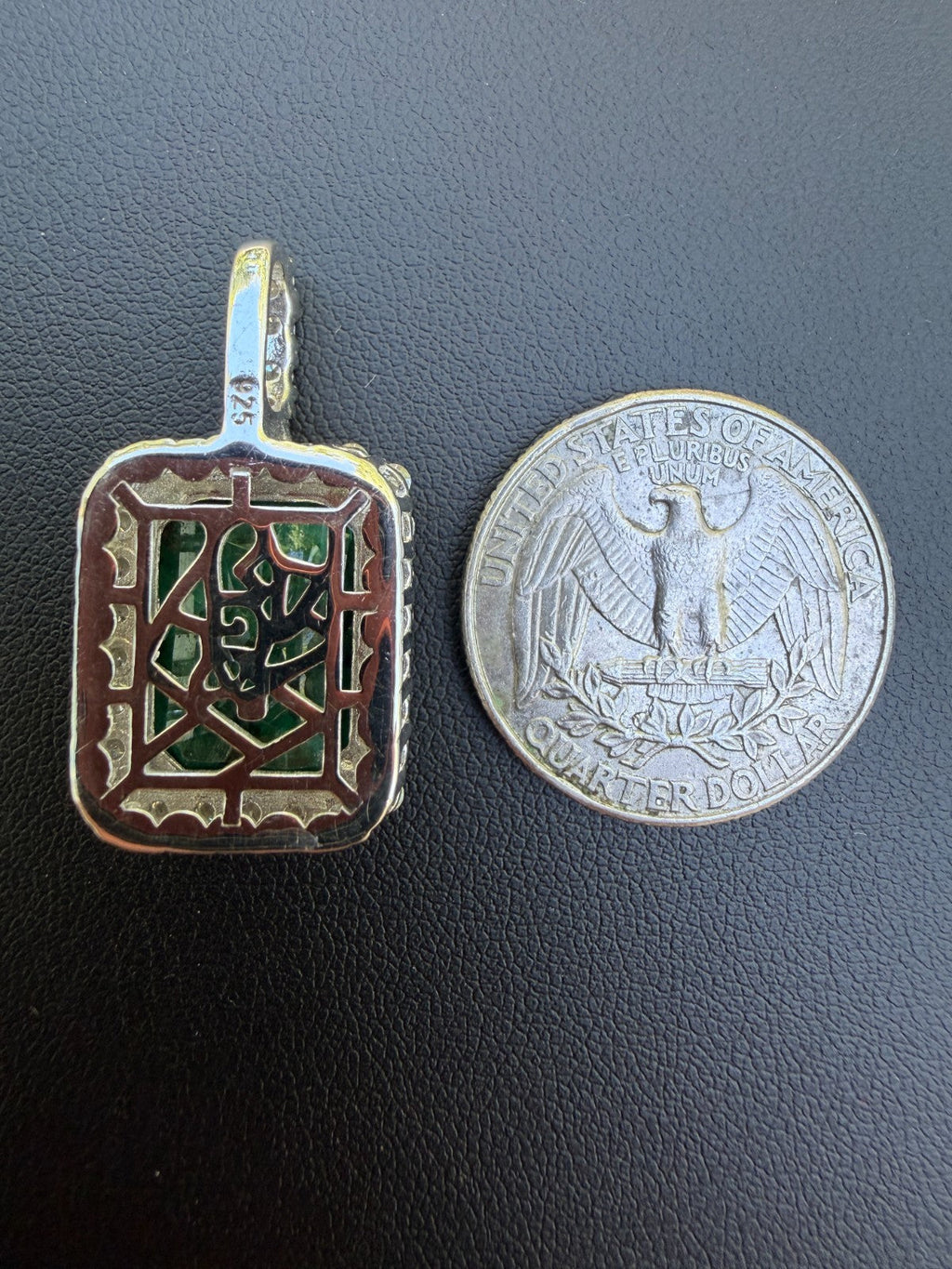 MOISSANITE Royalty Green Phantom Pendant - 925 Silver - Green Emerald Stone