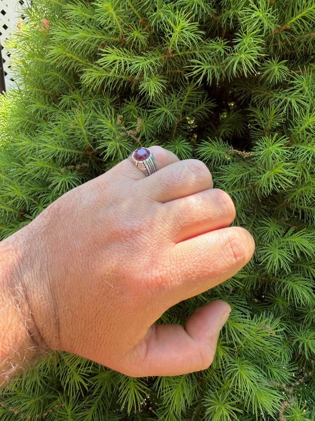 Navajo Tribe Ring - 925 Silver Oxidized - Genuine Red Ruby Stone