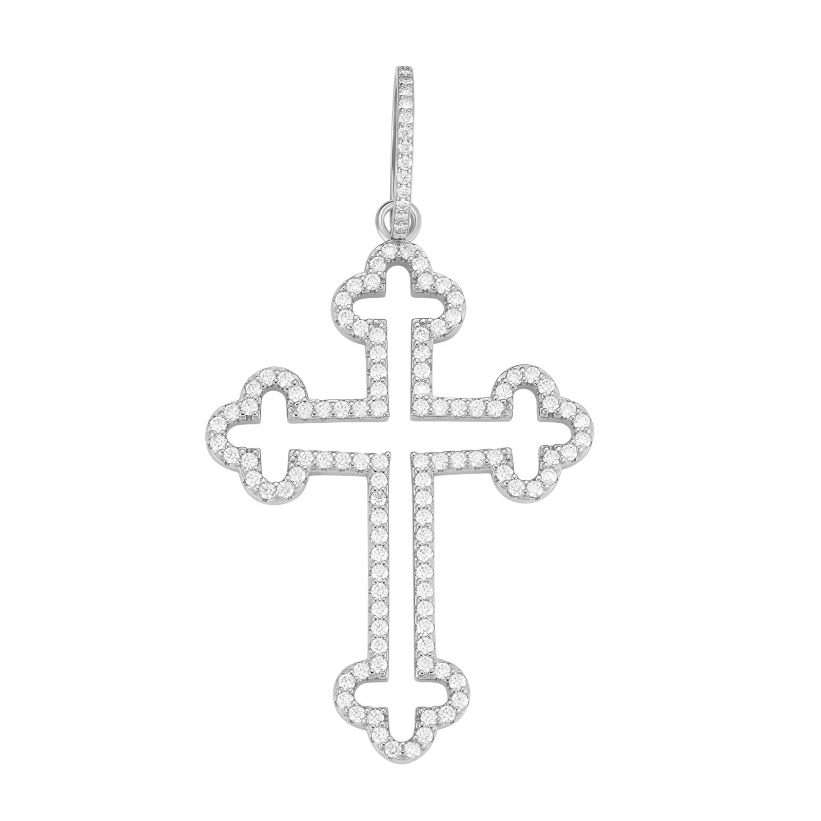 MOISSANITE Gothic Cross Cutout Pendant - 925 Silver - 3 Sizes 1.33"-3"