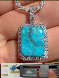 MOISSANITE Royalty Ocean Freeze Pendant - 925 Silver - Genuine Blue Turquoise Stone