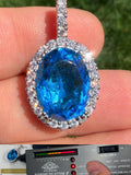 MOISSANITE Royalty Ocean Freeze Pendant - 925 Silver - Oval Lab Aquamarine Stone