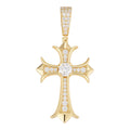 MOISSANITE Hearts Chrome Cross Pendant - 14k Gold Vermeil 925 Silver - 3 Sizes 0.75"-2.75"