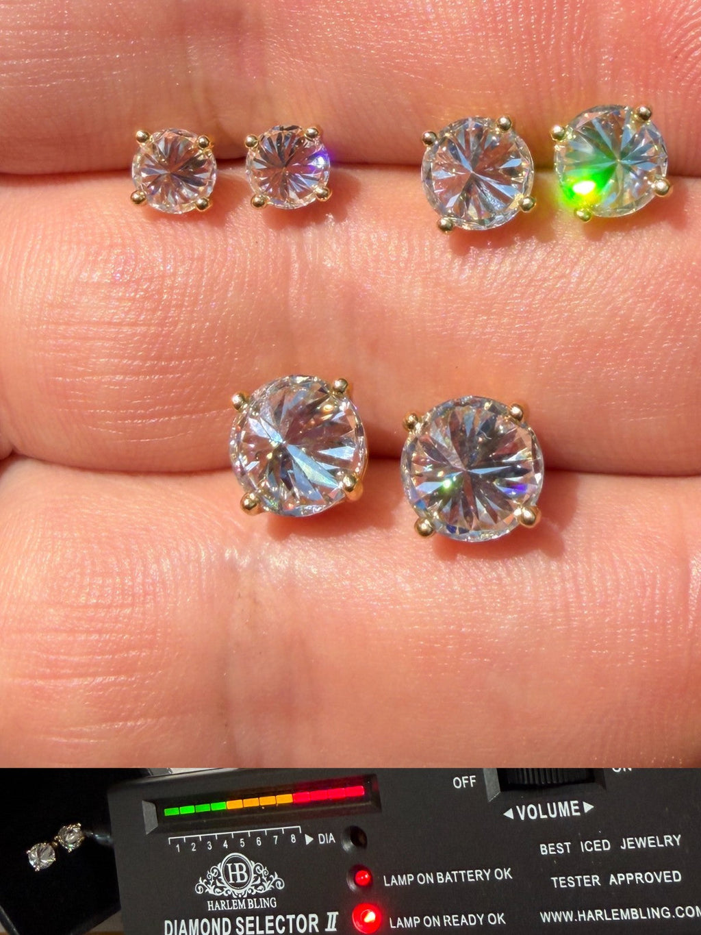 MOISSANITE Upside Down Reverse Set Pushback Stud Earrings - 14k Gold Vermeil 925 Silver - 5mm-8mm - 1-4ct