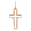 MOISSANITE Classic Cross Cutout Pendant - 14k Rose Gold Vermeil 925 Silver - 3 Sizes 1.33"-3"