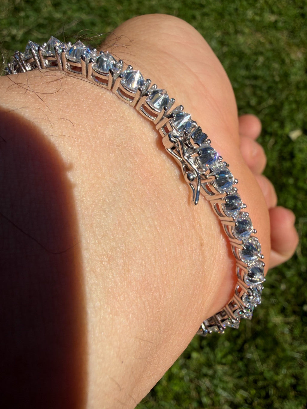 MOISSANITE Upside Down Set Reverse Set Tennis Bracelet Iced Out - 925 Silver - 5mm - 6-9"