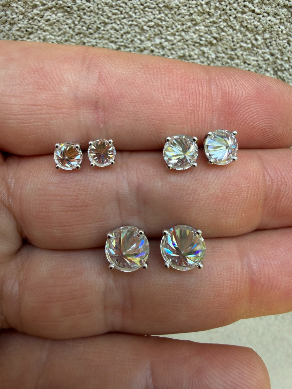 MOISSANITE Upside Down Reverse Set Pushback Stud Earrings - 925 Silver - 5mm-8mm - 1-4ct