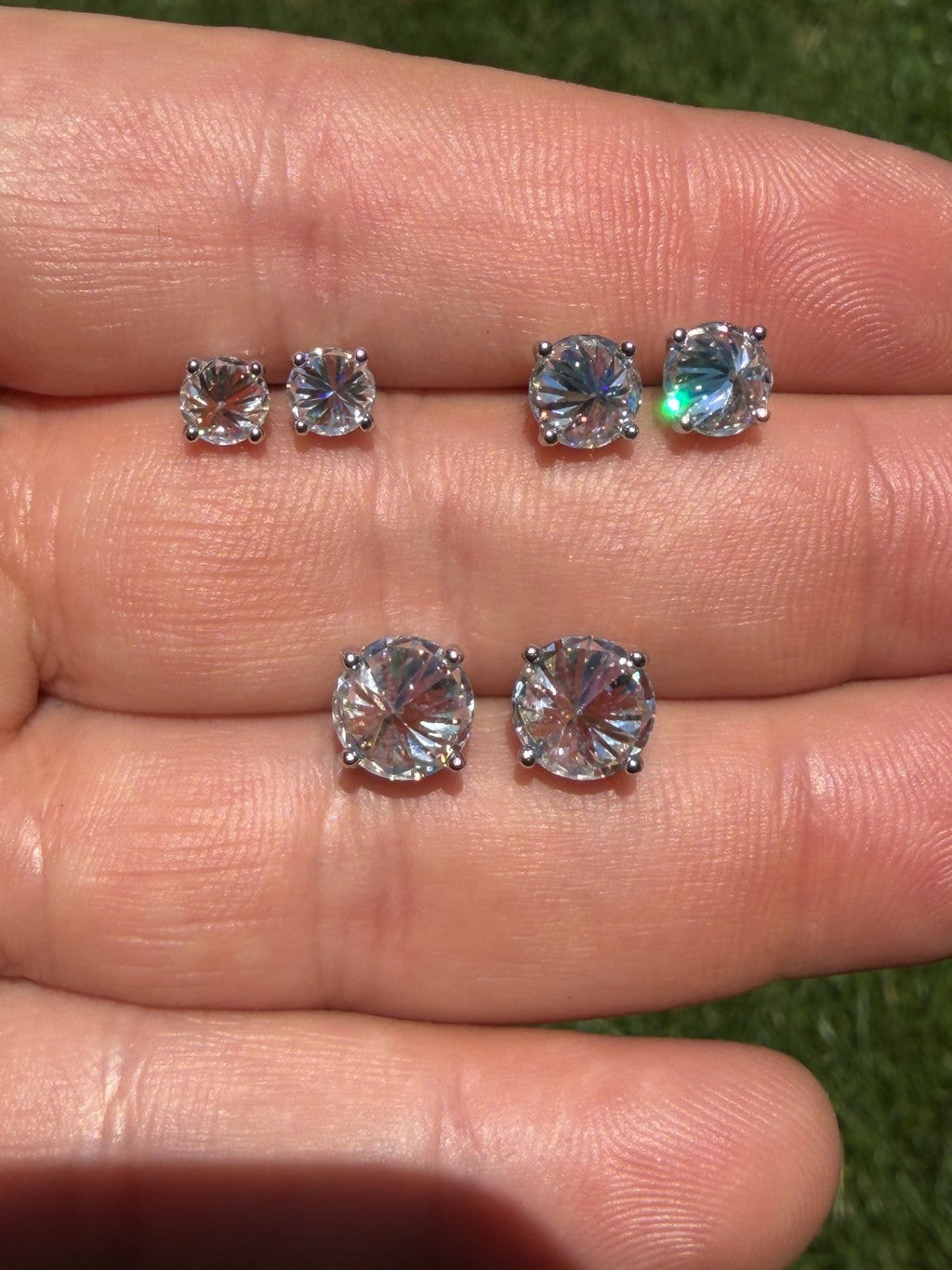 MOISSANITE Upside Down Reverse Set Stud Earrings - 925 Silver - 5mm-8mm - 1-4ct