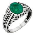 Royal Dynasty Ring - 925 Silver Oxidized - Genuine Green Emerald Stone
