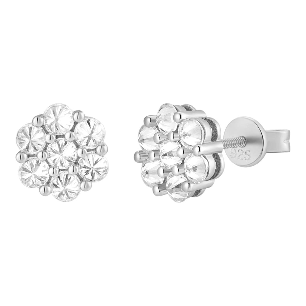 MOISSANITE Upside Down Reverse Set Cluster Iced Out Honeycomb Set Earrings - 925 Silver - 9mm
