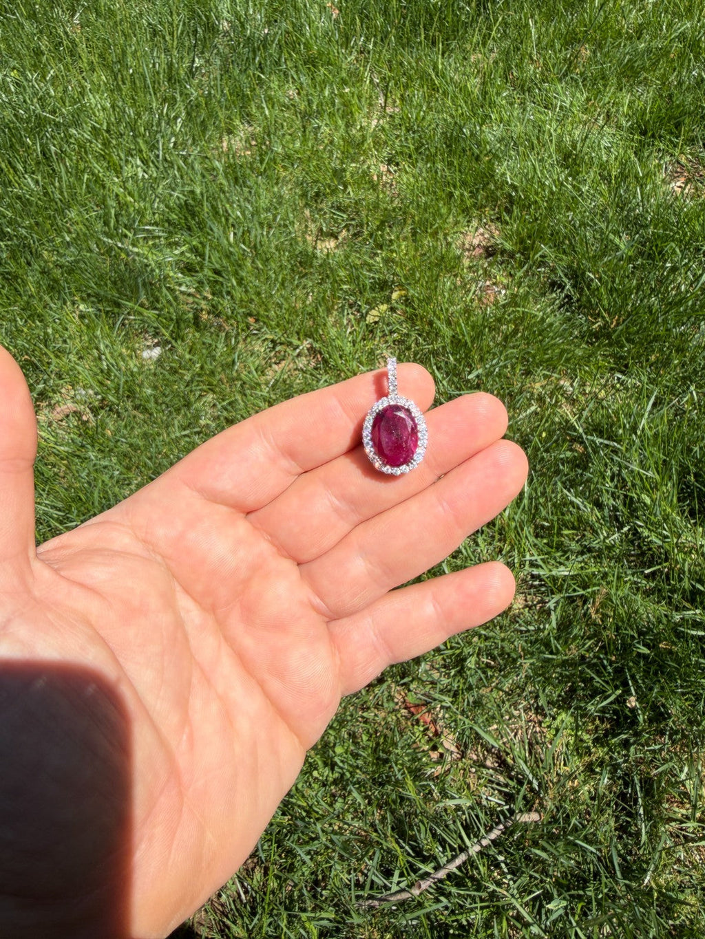 MOISSANITE Royalty Red Ruby Pendant - 925 Silver - Oval Genuine Red Ruby Stone