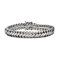 Custom 3 Link Miami Cuban Python Bracelet - Oxidized 925 Sterling Silver - 7"-9" - 12mm