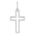 MOISSANITE Classic Cross Cutout Pendant - 925 Silver - 3 Sizes 1.33"-3"