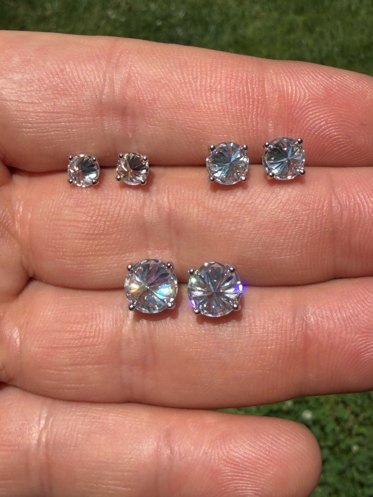 MOISSANITE Upside Down Reverse Set Pushback Stud Earrings - 925 Silver - 5mm-8mm - 1-4ct