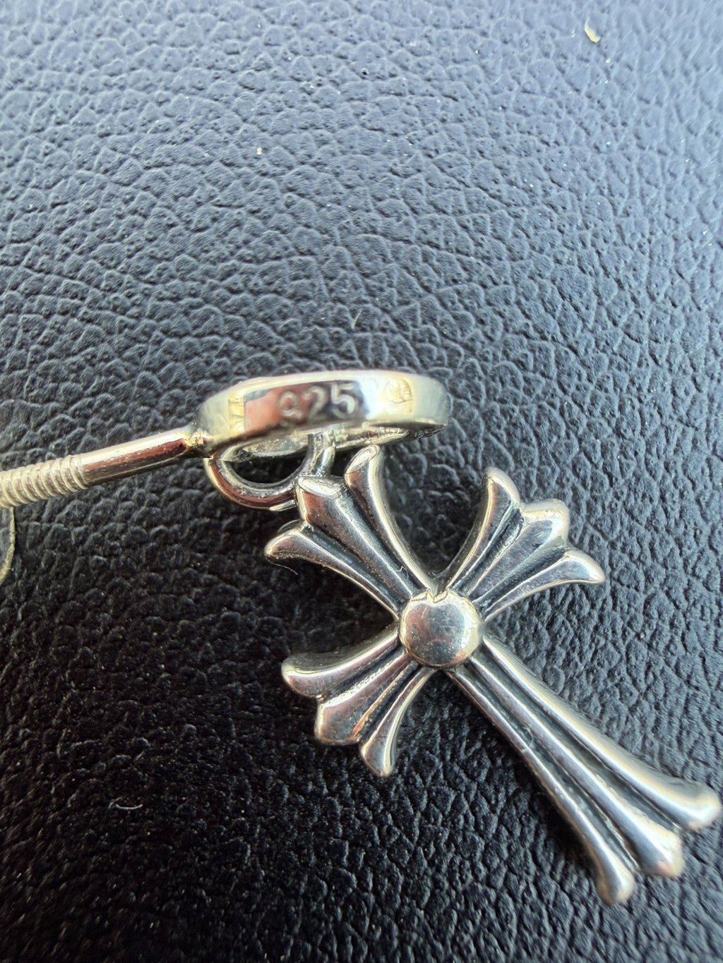Hearts Of Chrome Studs W. Dangle Cross Earrings - 925 Silver Oxidized