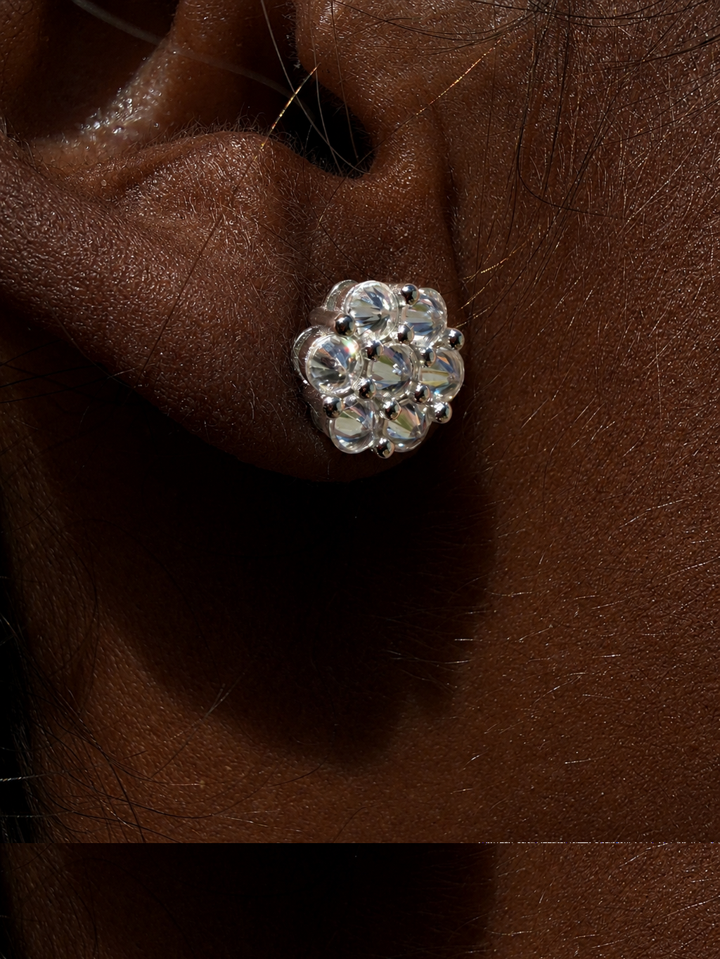 MOISSANITE Upside Down Reverse Set Cluster Iced Out Honeycomb Set Earrings - 925 Silver - 9mm