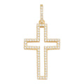 MOISSANITE Classic Cross Cutout Pendant - 14k Gold Vermeil 925 Silver - 3 Sizes 1.33"-3"