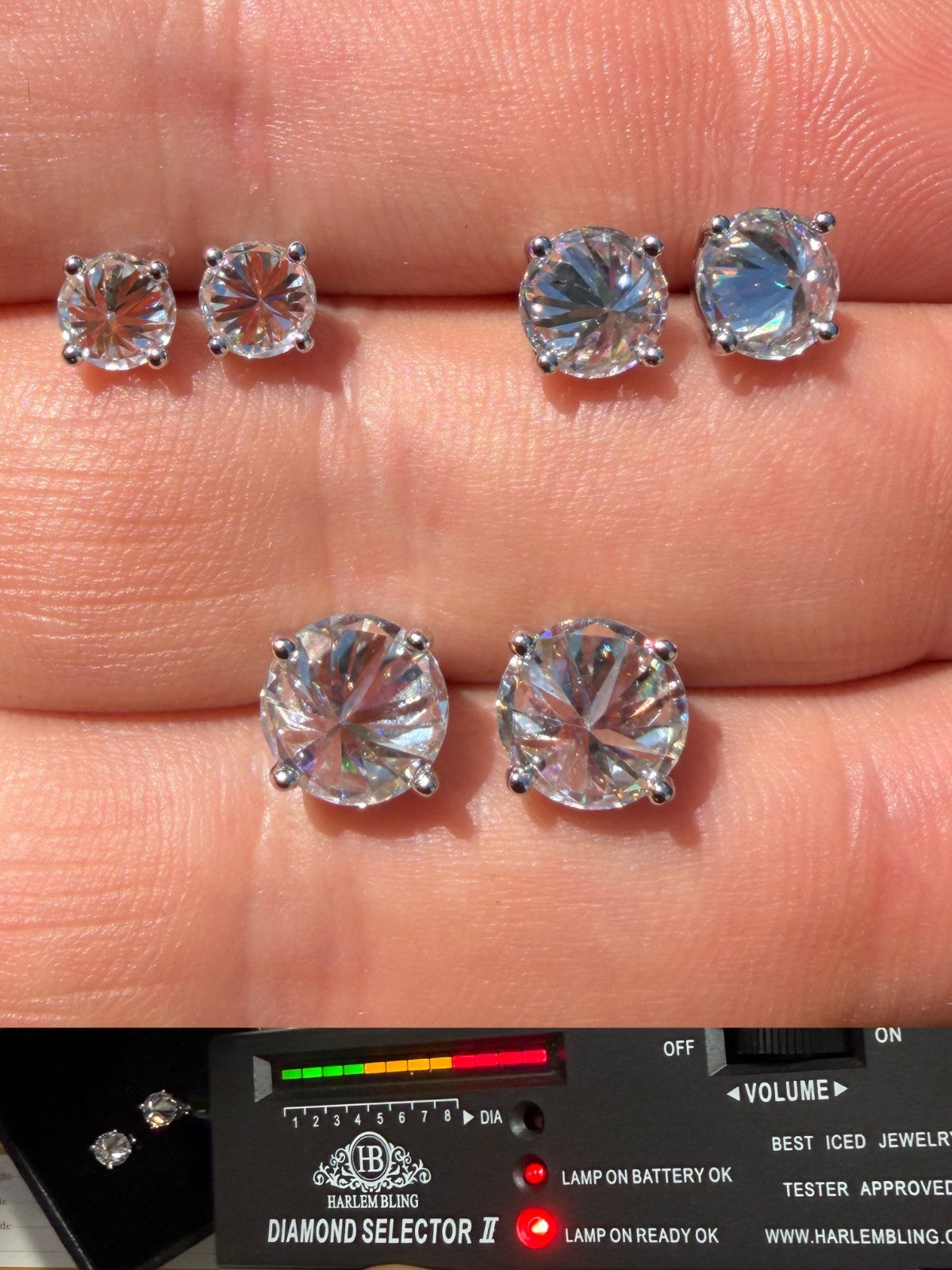 MOISSANITE Upside Down Reverse Set Stud Earrings - 925 Silver - 5mm-8mm - 1-4ct