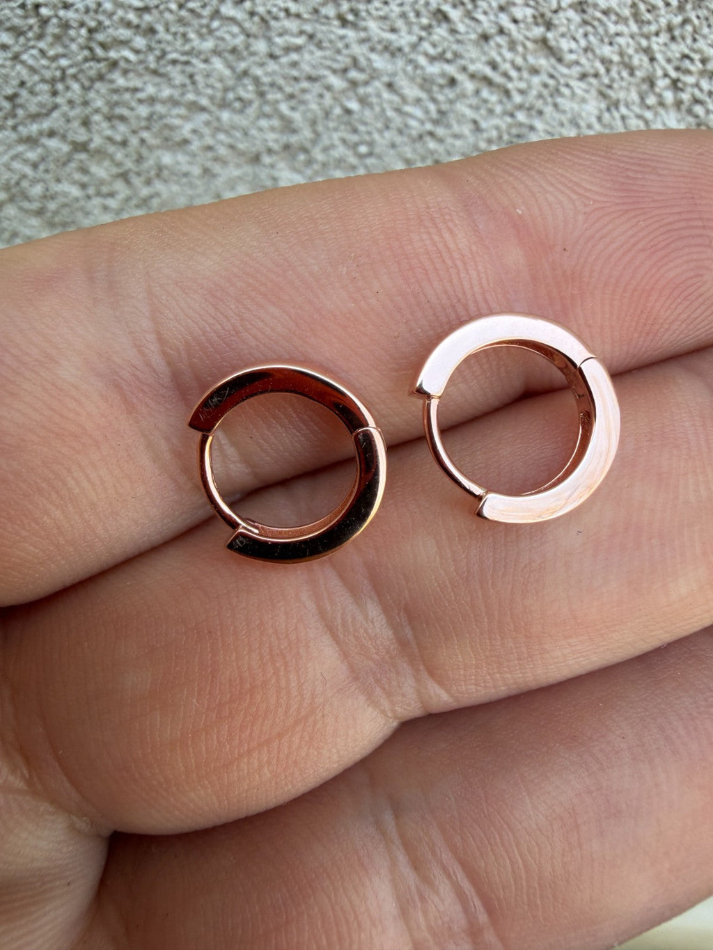 Plain Small Huggie Hoop Earrings - 14k Rose Gold Vermeil 925 Silver - 12.5mm
