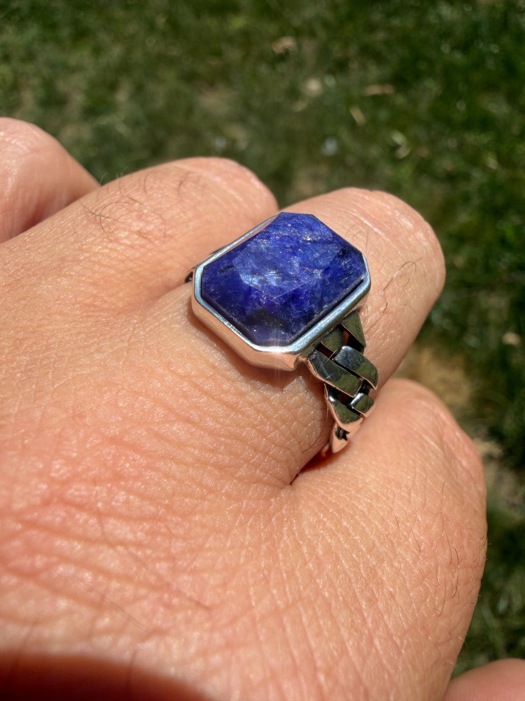 Havana Cuban Ring - 925 Silver - Genuine Blue Sapphire Stone