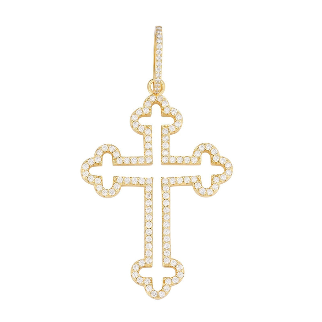MOISSANITE Gothic Cross Cutout Pendant - 14k Gold Vermeil 925 Silver - 3 Sizes 1.33"-3"