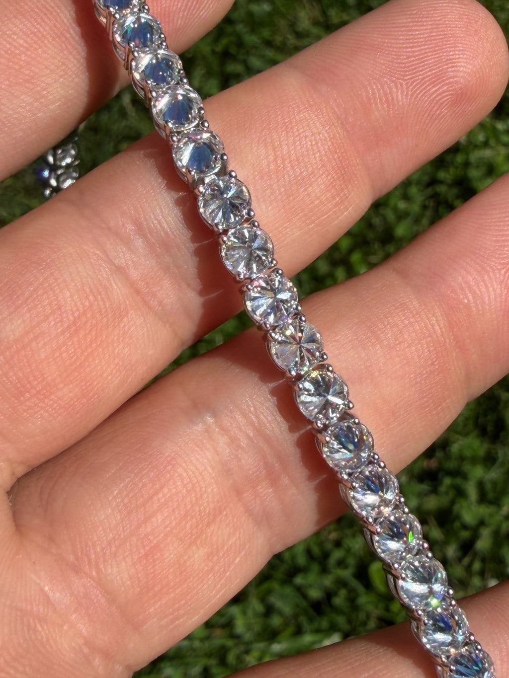 MOISSANITE Upside Down Set Reverse Set Tennis Bracelet Iced Out - 925 Silver - 5mm - 6-9"