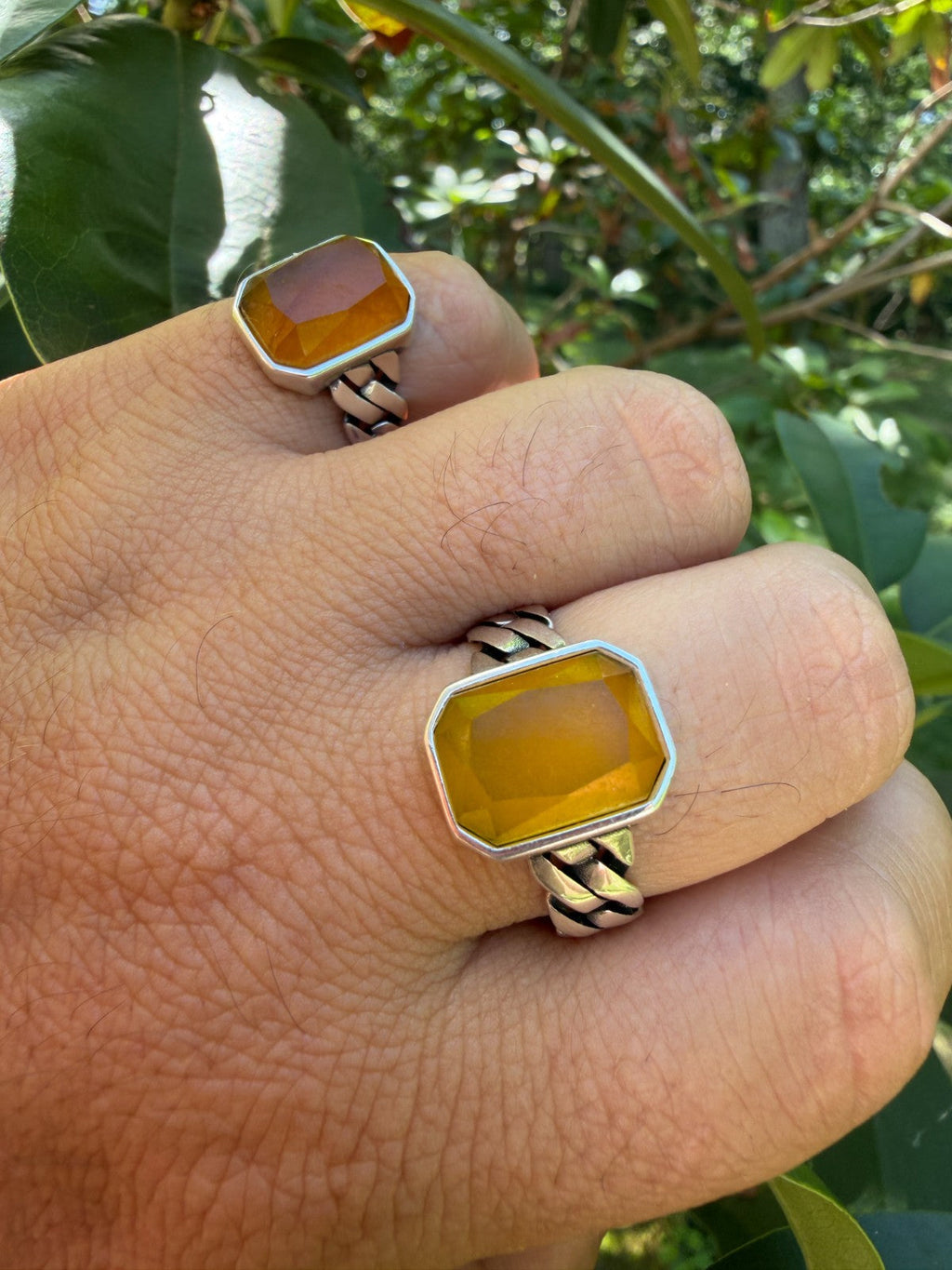 Havana Cuban Ring - 925 Silver - Genuine Yellow Sapphire Stone