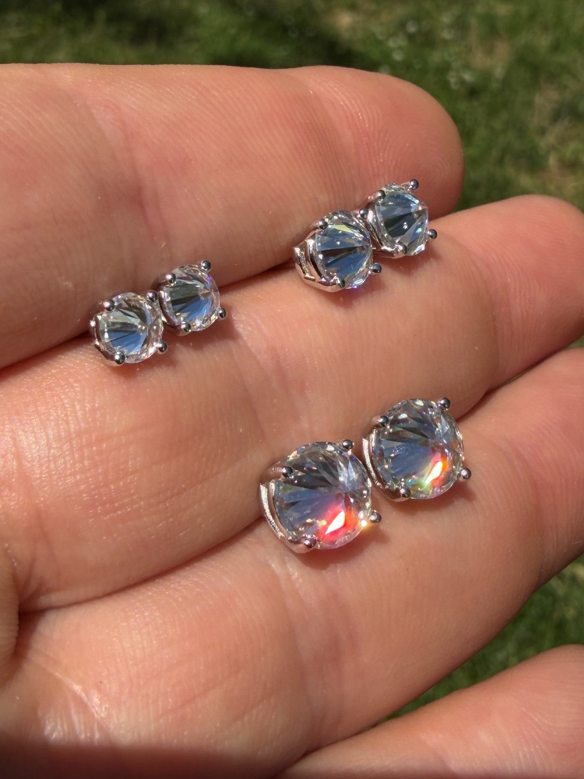 MOISSANITE Upside Down Reverse Set Stud Earrings - 925 Silver - 5mm-8mm - 1-4ct