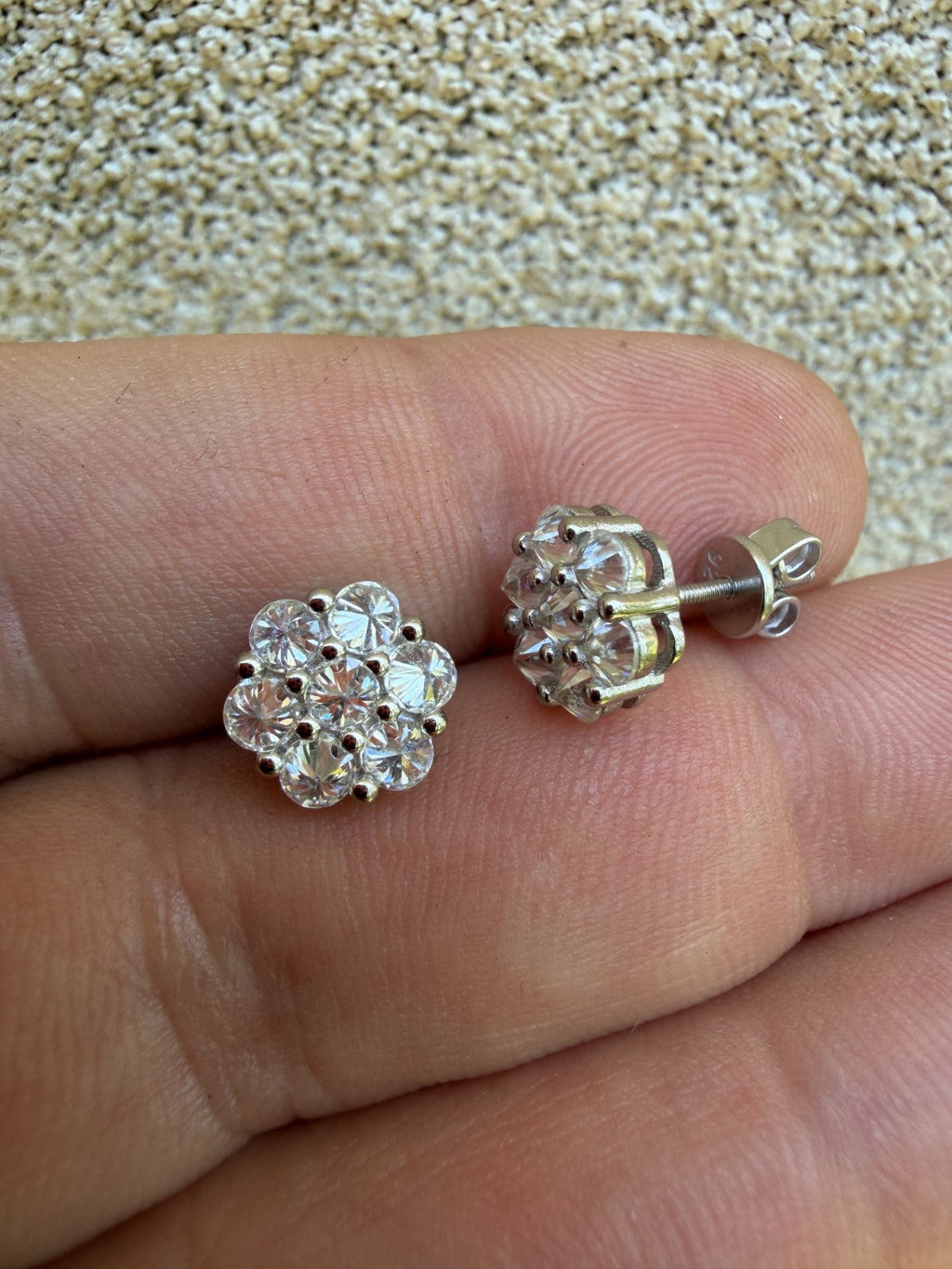 MOISSANITE Upside Down Reverse Set Cluster Iced Out Honeycomb Set Earrings - 925 Silver - 9mm